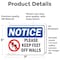 Signmission Please Keep Feet Off Walls Sign With Symbol, 7 in W x Rectangle, Vinyl Decal OS-2PACK-NS-D-57-L-17473 - alternate 2